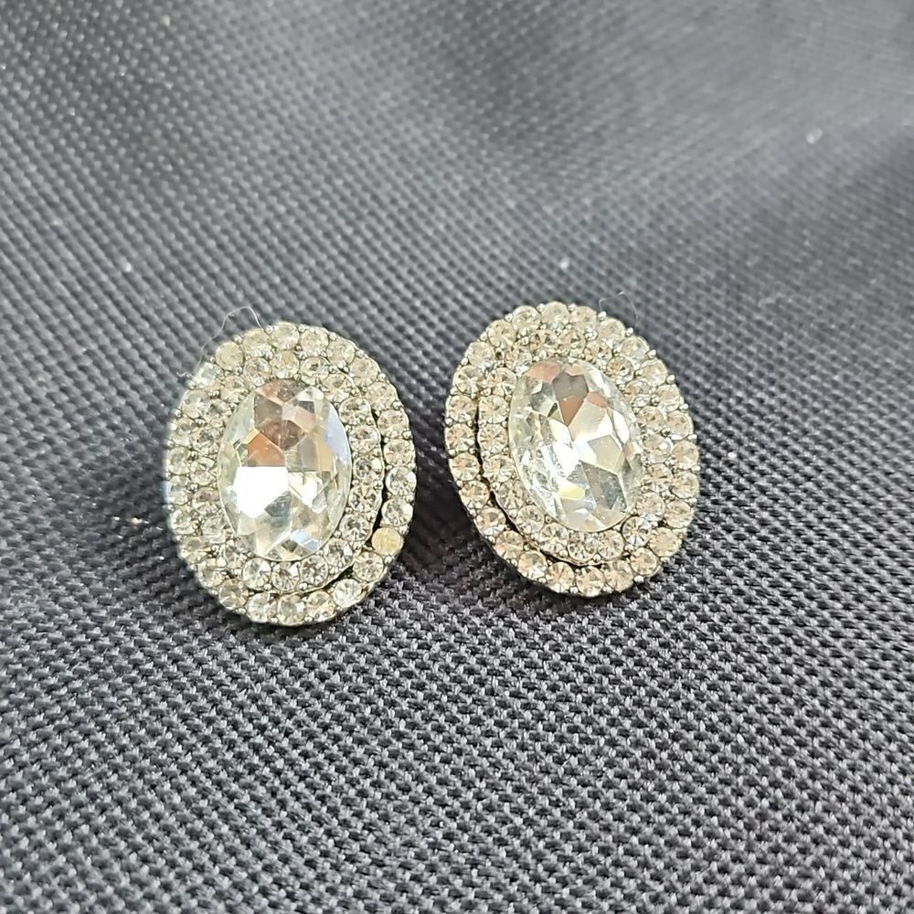 Rhinestone Post Earrings - Picture 1 of 2